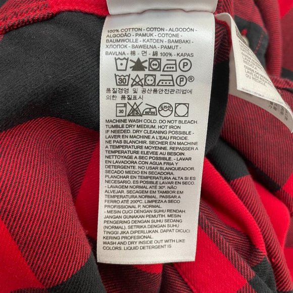 Levi's Top XS Red Black Buffalo Check Plaid Flannel Boyfriend Fit Shirt Women's - Picture 13 of 13